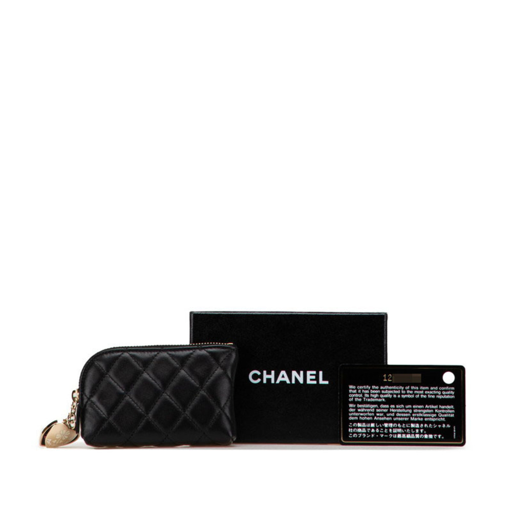 CHANEL Authentic Black Lambskin Leather Logo Wallet - Picture 12 of 13